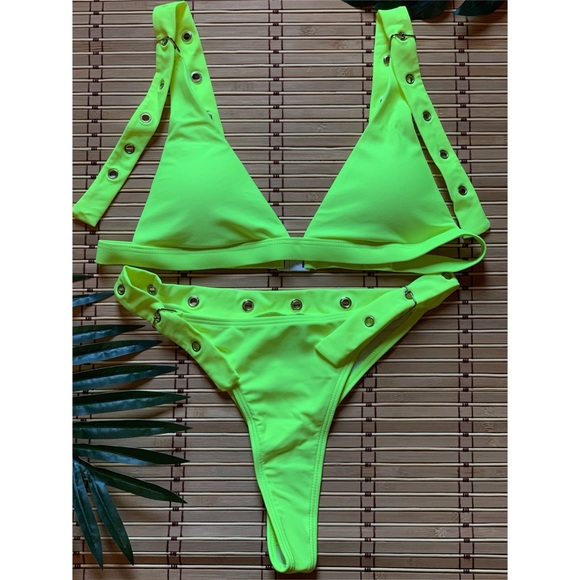 Other - Neon Yellow Buckle Thong Bikini *NWOT*